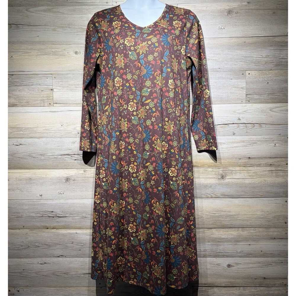 Serengeti Maxi Dress Women’s XL Cotton Long Sleeve Autumn Floral Casual
